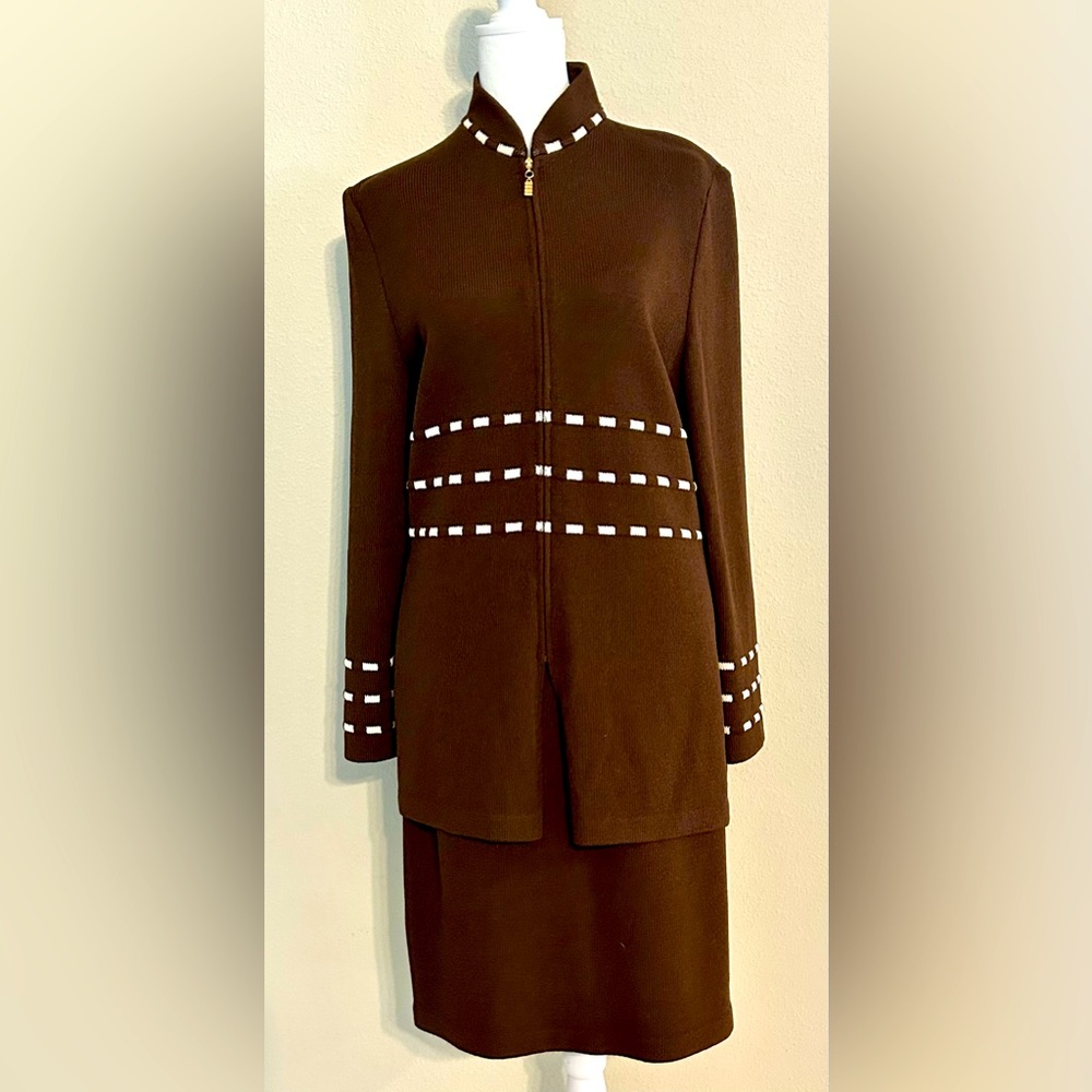 Brown ST JOHN Santana Knit Skirt Suit